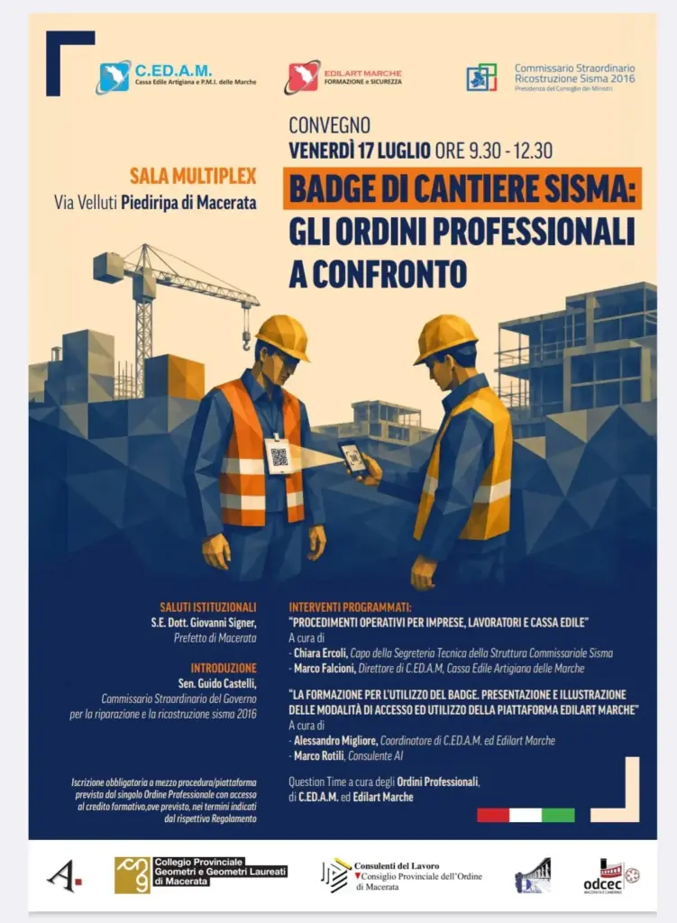 Badge elettronico cantiere aree sisma